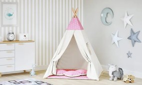 Detský stan Tipi hviezdy ružovo/béžový