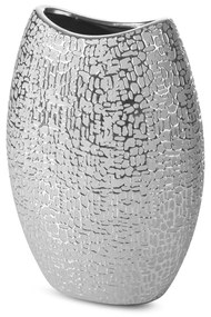 Váza dekoratívna RISO 15 X 8 X 20 cm, keramická hlina, strieborná