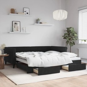 Rozkladacia denná posteľ so zásuvkami čierna 100x200 cm zamat 3197830