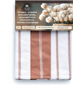 ARÔME HOME ELEMENTS Súprava utierok z egyptskej bavlny 50*70 cm, 3 ks, Pruhy béžové