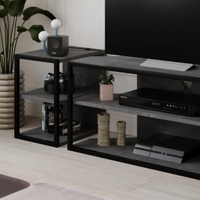 Súprava TV stolíka + 2 bočné stolíky Houseland Echo retro sievá/čierna