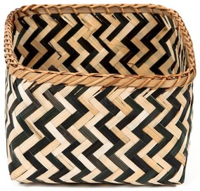 Súprava 3 úložných bambusových košíkov Compactor Natural And Black Bamboo