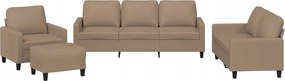 vidaXL 4-miestna pohovka s vankúšmi, cappuccino, umelá koža