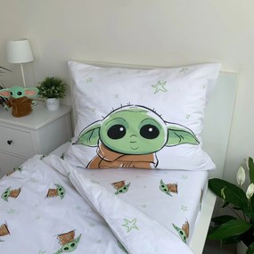Jerry Fabrics Bavlnené obliečky 140x200 + 70x90 cm - Star Wars "Baby Yoda"