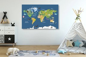Obraz mapa sveta pre deti - 120x80