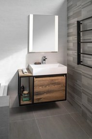 Sapho Sapho, SKARA skrinka 35x171x32cm, 2x dvierka, ľavá/pravá, čierna mat/dub Collingwood, CG010-1919