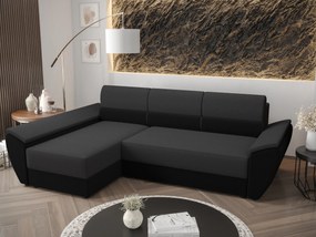 Rohová sedacia súprava Radiant L3 (čierna + tmavosivá) (L). Akcia -19%. Vlastná spoľahlivá doprava až k Vám domov. 1062235