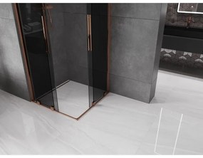 Mexen Velar Duo, sprchový kút s posuvnými dverami 100 x 100 cm, 8mm šedé sklo, ružové zlato, 871-100-100-42-60