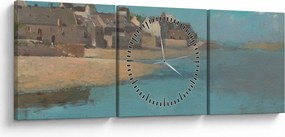 Obraz - Odilon Redon, Village by the Sea in Brittany, reprodukcia (s hodinami) (90x30 cm)