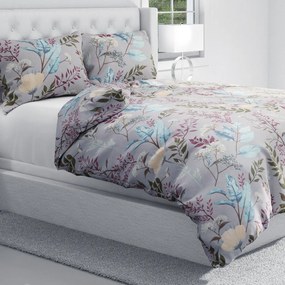 Biante Bavlnené posteľné obliečky Sandra SA-621 Jesenné vetvičky na modrosivom Predĺžené 140x220 a 70x90 cm