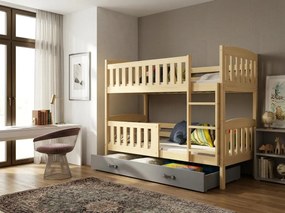 Poschodová posteľ KUBO 200x90 | borovica - grafitová