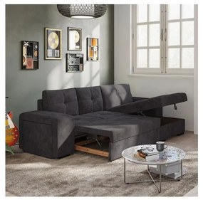 Rozkladacia sedačka s úložným priestorom a taburetom PALERMO čierna pravá