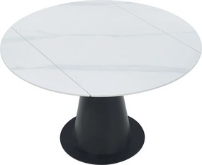 Vintino Rozkladací jedálenský stôl SORIAN 75–120 × 120 cm – biely mramor / čierna oceľ