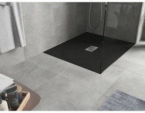 Mexen Hugo, obdĺžniková sprchová vanička SMC 130 x 100 cm, čierna, oceľová krytka, 42701013-X