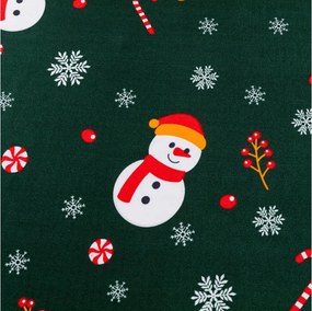Plachta z mikrovlákna SNOWMAN AND GINGERBREAD zelená 180x200 cm