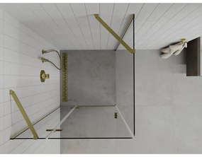Mexen Roma, sprchovací kút 70 (dvere) x 70 (stena) cm, 6mm číre sklo, zlatý profil, 854-070-070-50-00