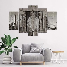 Gario Obraz na plátne Brooklynský most čiernobiely - 5 dielny Rozmery: 100 x 70 cm