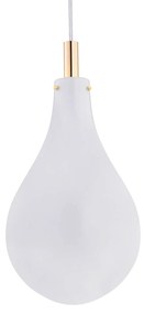 Závesná lampa Oaza, 1-pl., biela priesvitná/mosadz