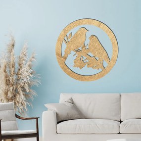 Drevený obraz na stenu vtáky na konári | SENTOP PR0517