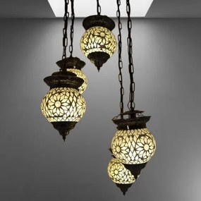 Mozaikový luster orientálny 5 tienidiel Globe CRYSTAL Ø35*75