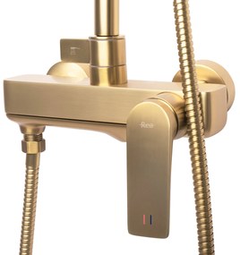 Rea Avalon, sprchová súprava s dažďovou hlavovou a ručnou hlavicou, zlatá matná, REA-P2400