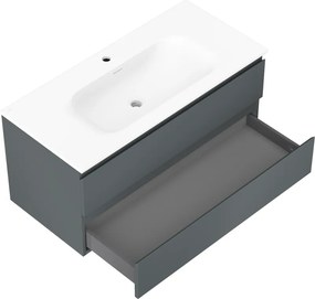 Mexen Orio, kúpeľňová skrinka 100 cm s umývadlom Vela, 2 zásuvky, grafitová matná/biela matná, 91A10-10047-2-BFF66-W23M01