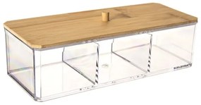 Úložný box s bambusovým vekom, 3 priehradky, WHITNEY