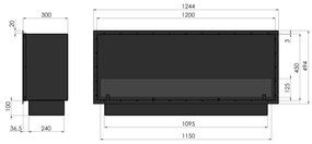 InFire - Vstavaný BIO krb 49,4x124,4 cm 6kW čierna