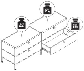 Kovová nízka skrinka »CN3« so 4 zásuvkami, čierna