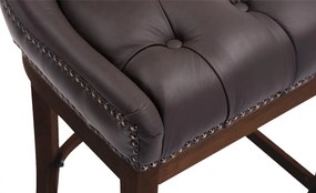 Barová stolička Buckingham - koža, drevené nohy tmavá antik - Hnedá