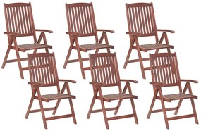 Sada 6 záhradných stoličiek z akáciového dreva TOSCANA Beliani