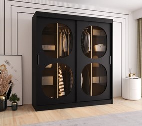 Šatníková skriňa 180 cm Boomer 2 (čierna) (s osvetlením). Akcia -20%. Vlastná spoľahlivá doprava až k Vám domov. 1126266