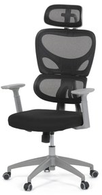 Kancelárska ergonomická stolička GRANT II — sieť, látka, sivá/čierna