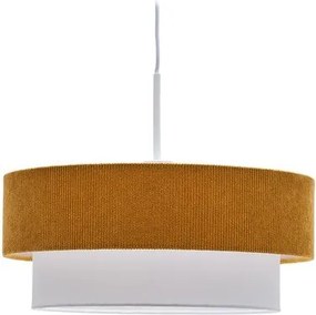 Detský luster v horčicovej farbe/biely s textilným tienidlom Bianella – Kave Home