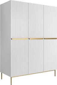 Skriňa Nicole 150 cm na nožičkách - biely mat / zlatá