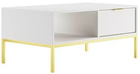 Konferenční stolek Austin 100 cm bílá/zlatá