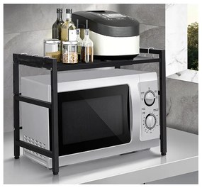 eCarla Stojan na mikrovlnku, polička s nastaviteľnou šírkou 37-65cm, čierny kov