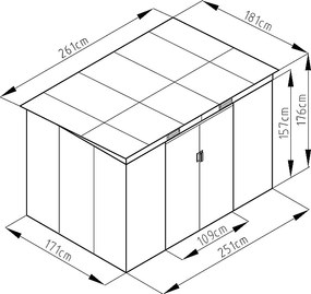 Záhradný domček plocha 261 x 181 cm (šedá)