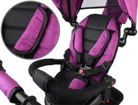 Detská trojkolka Tiny Bike 3 v 1 ružová so strieškou SP0650