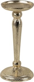 Champagne lesklý široký kovový svietnik s vyrytými bodkami Hamme - Ø 10*22cm