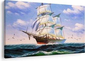 Obraz lode na vlnách (90x60 cm)