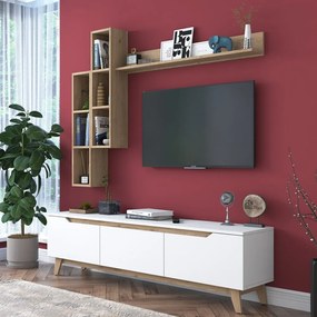 TV zostava v dekore orecha v bielo-prírodnej farbe 180x49 cm Linh – Kalune Design