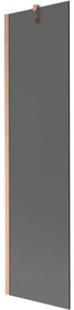 Mexen Next, 1-krídlová vaňová zástena 50 x 150 cm, 6mm šedé sklo, medená matná, 895-050-000-00-40-65