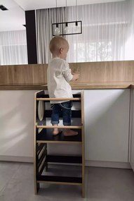 Montessori učiaca detská veža stredná čierna