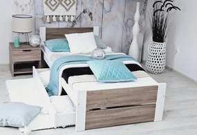Posteľ HERMA + rošt ZADARMO - sonoma/biela / 140x200 / nie