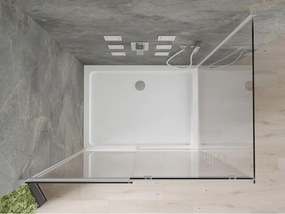 Mexen Omega, sprchovací kút s posuvnými dverami 100 (dvere) x 80 (stena) cm, 8mm číre sklo, chrómový profil + slim sprchová vanička 5cm, 825-100-080-01-00-4010