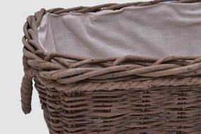 Prútený úložný košík s ušami z povrazu – hnedý Rozmery (cm): 42x33, v. 20