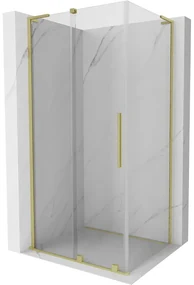 Mexen Velar L, sprchový kút s posuvnými dverami 120 x 75 cm, 8mm číre sklo, zlatá matná, 871-120-075-03-55