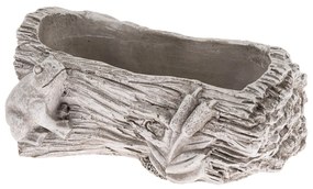 Betónový obal na truhlík Kmeň s žabou šedá, 12 x21 cm