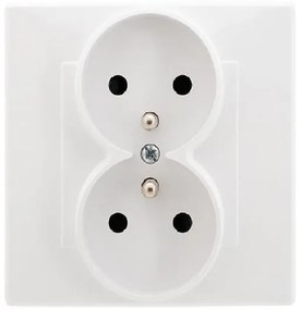 GP-2LZP Dvojitá uzemnená zásuvka s uzávermi pre prúdové cesty biely